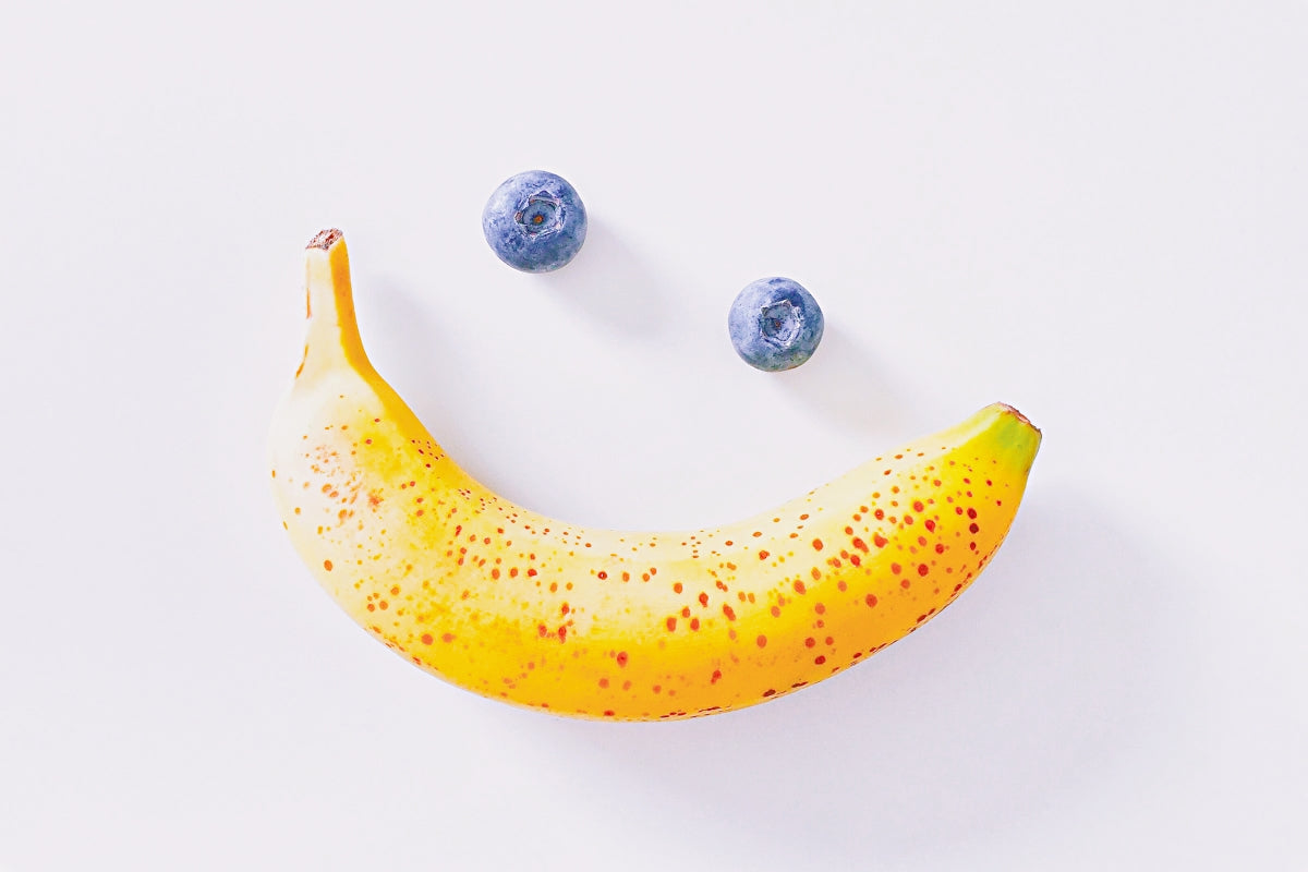 One banana and two blueberries.