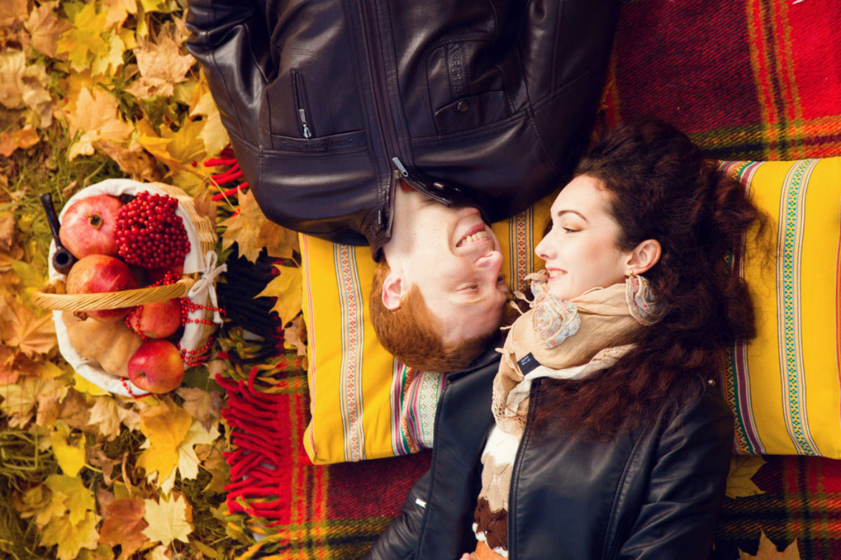 Sweet couple lying on the lawn