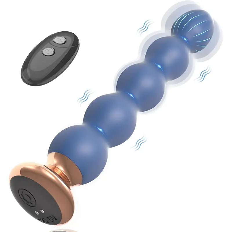 Indigo Dual-Layer Silicone Vibrating Anal Beads