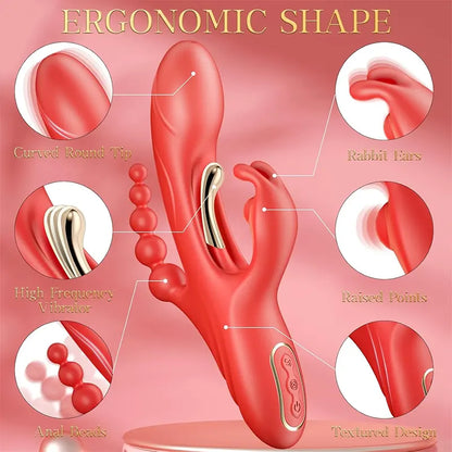 4-in-1 Vibrating Anal &amp; Vaginal Dildo with Suction