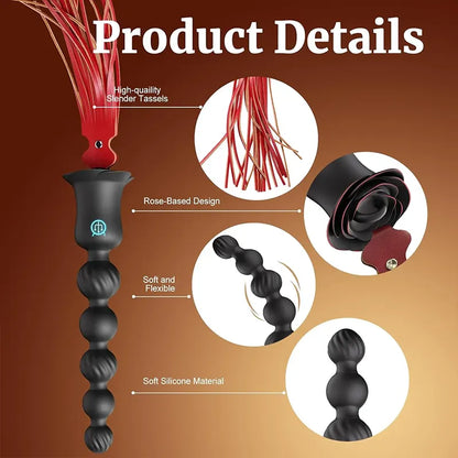 Rose Anal Beading and Flogger Set