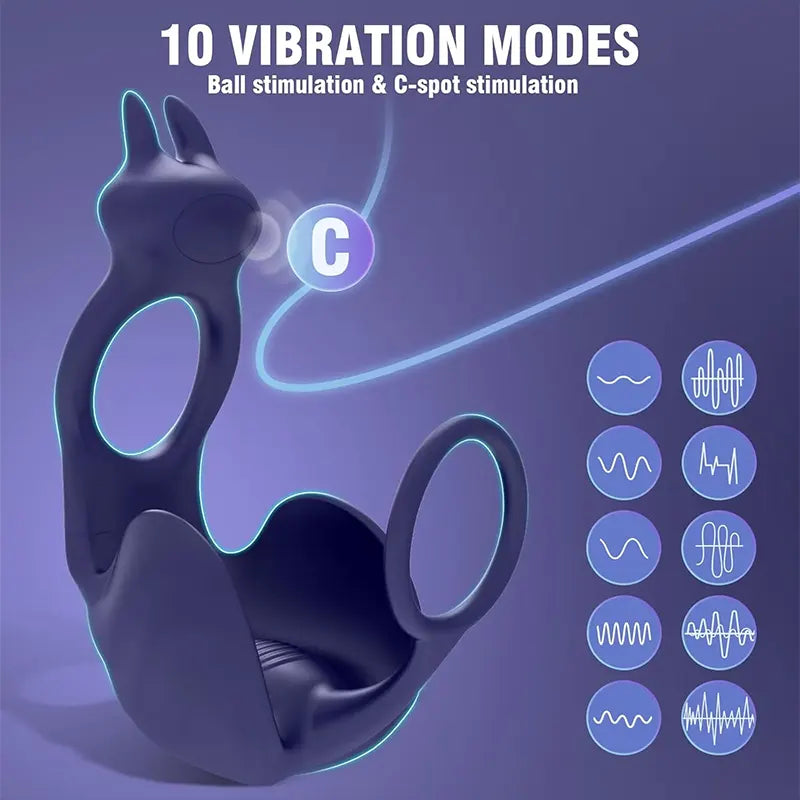 Dual Stimulation Vibrating Cock Ring with Testicle Massager