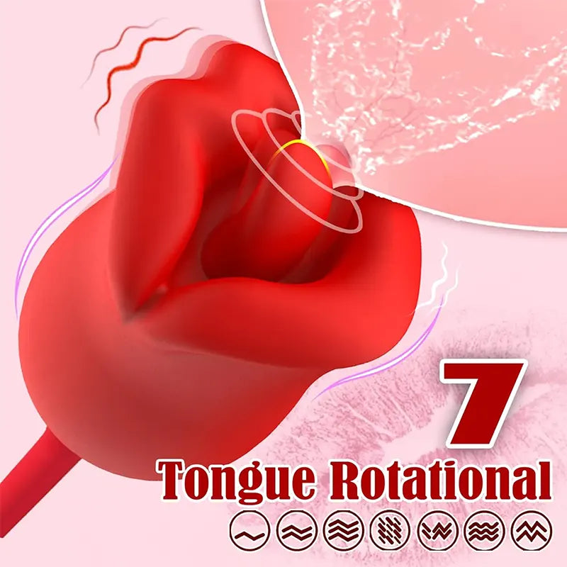 2-in-1 Rose Female Tongue Vibrator