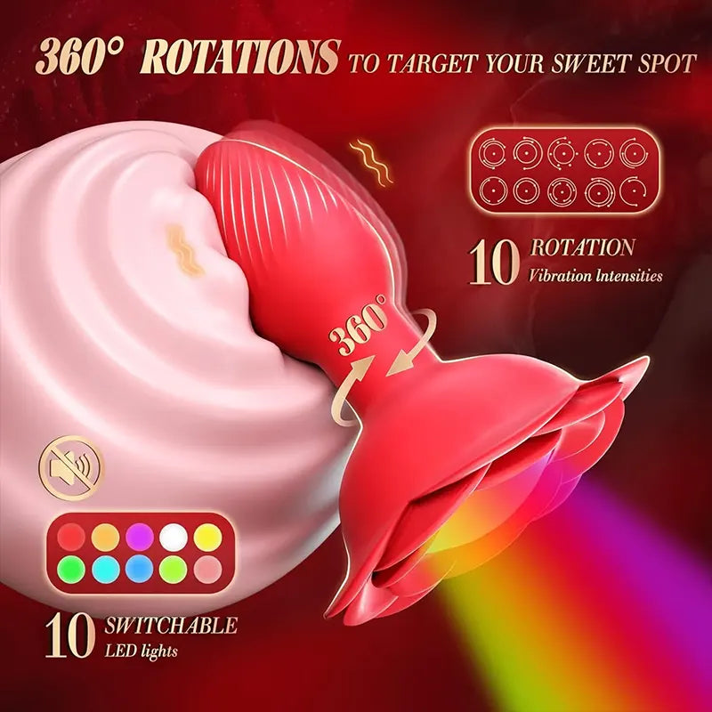 Luminous Rotating Rose Anal Plug