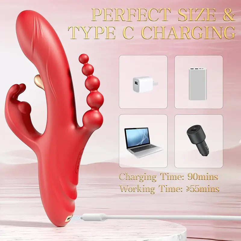 4-in-1 Vibrating Anal &amp; Vaginal Dildo with Suction