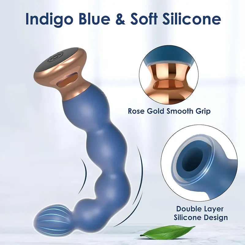 Indigo Dual-Layer Silicone Vibrating Anal Beads