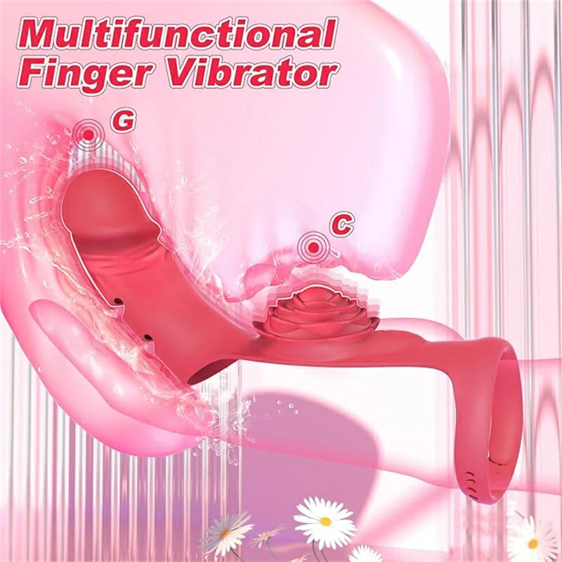 Versatile 2-in-1 Finger Rose Vibrator