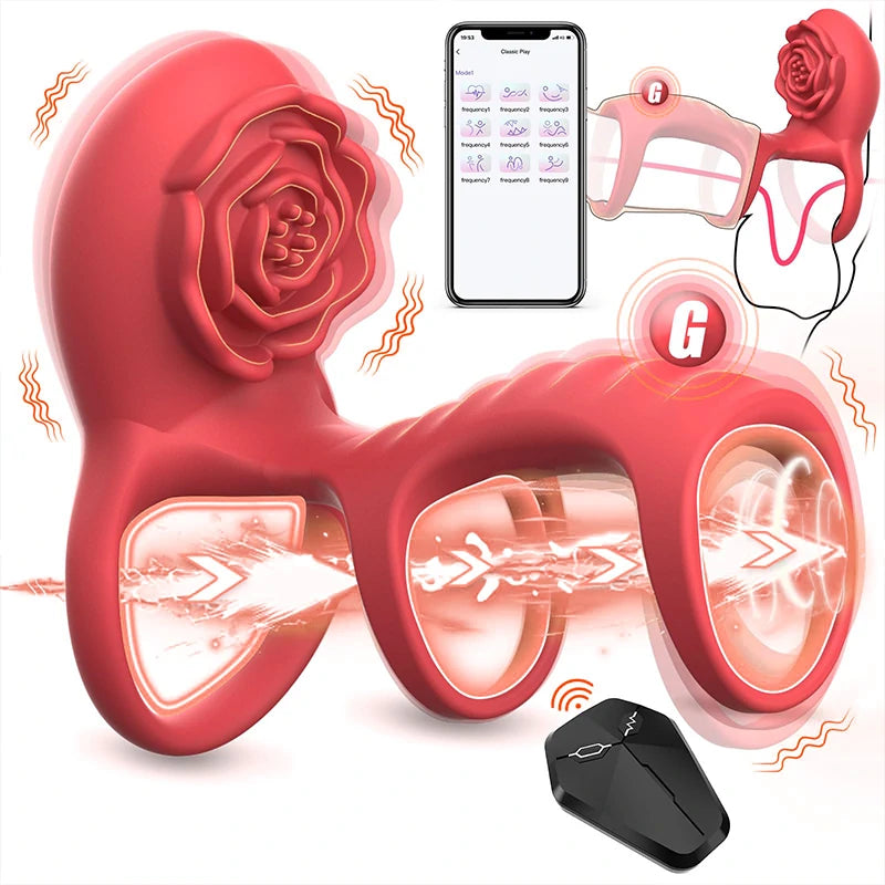 Remote Control Rose 3-Section Cock Ring