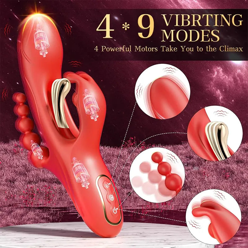 4-in-1 Vibrating Anal &amp; Vaginal Dildo with Suction