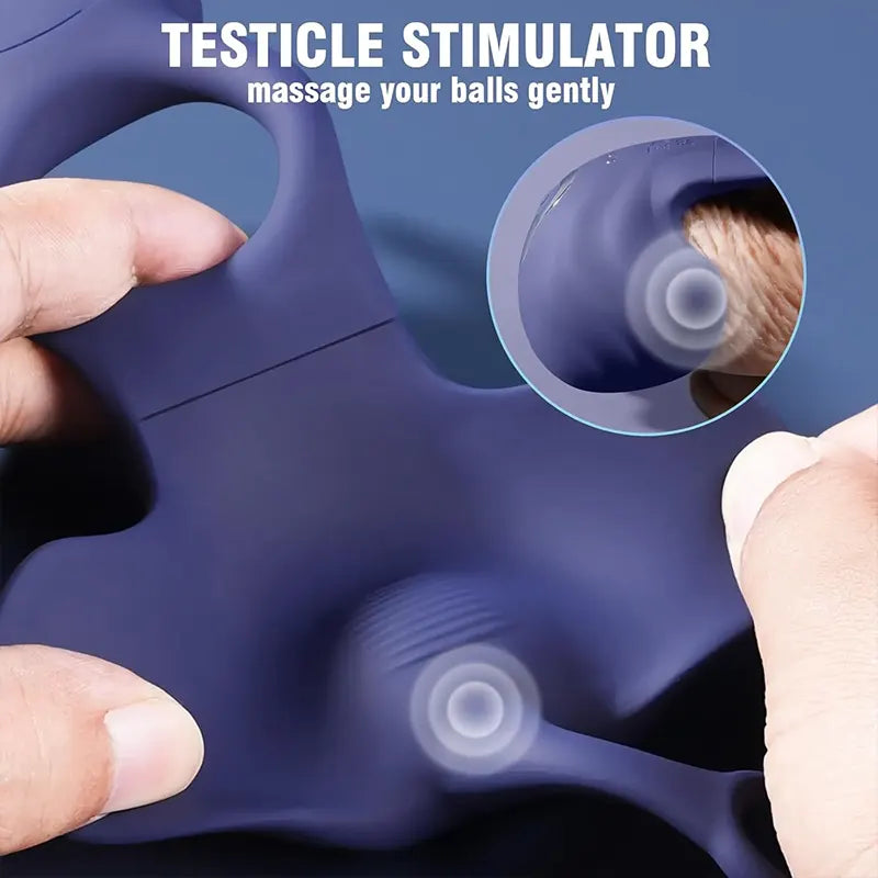 Dual Stimulation Vibrating Cock Ring with Testicle Massager