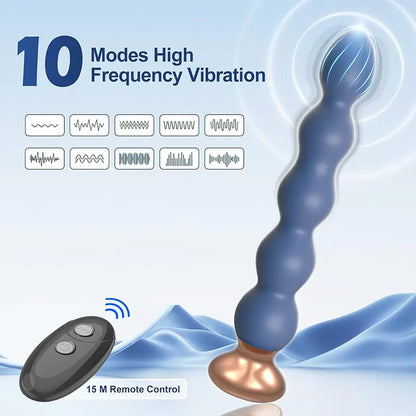 Indigo Dual-Layer Silicone Vibrating Anal Beads