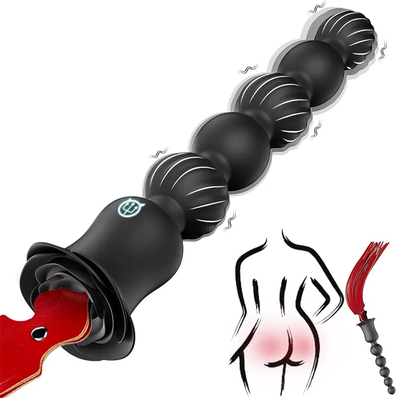 Rose Anal Beading and Flogger Set