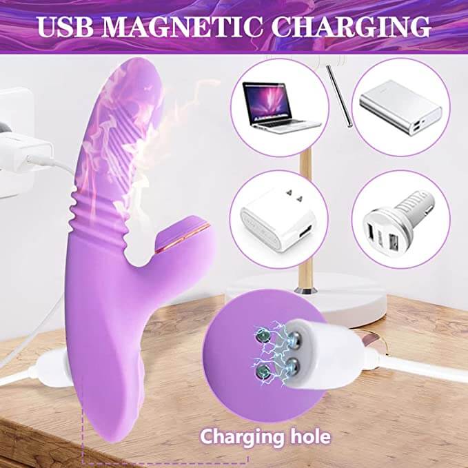 7-frequency Automatic Sucking Telescopic Vibrator Purple