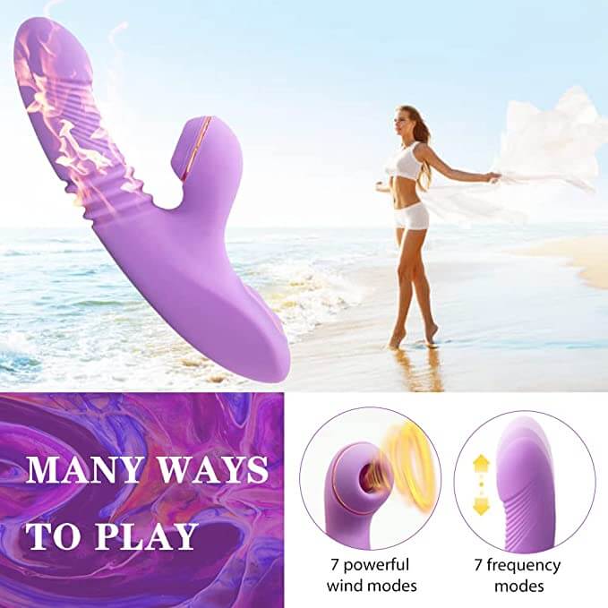 7-frequency Automatic Sucking Telescopic Vibrator Purple