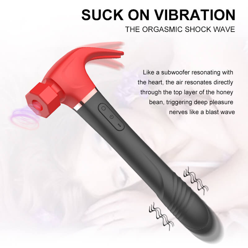 Hammer sucks and slaps telescopic vibrator