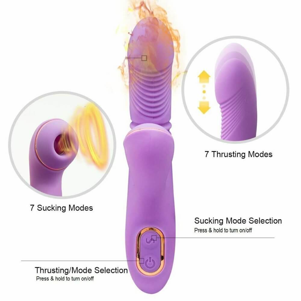 7-frequency Automatic Sucking Telescopic Vibrator Purple