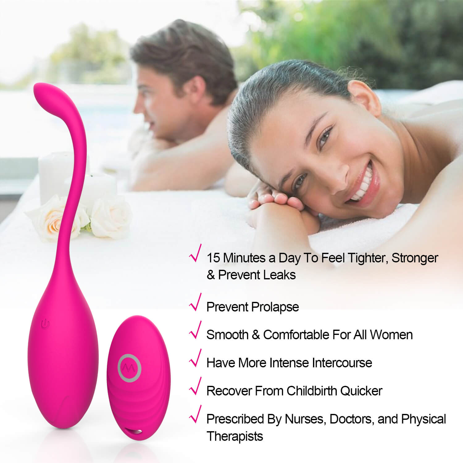 Remote Control Vibrating Egg Massager Rose