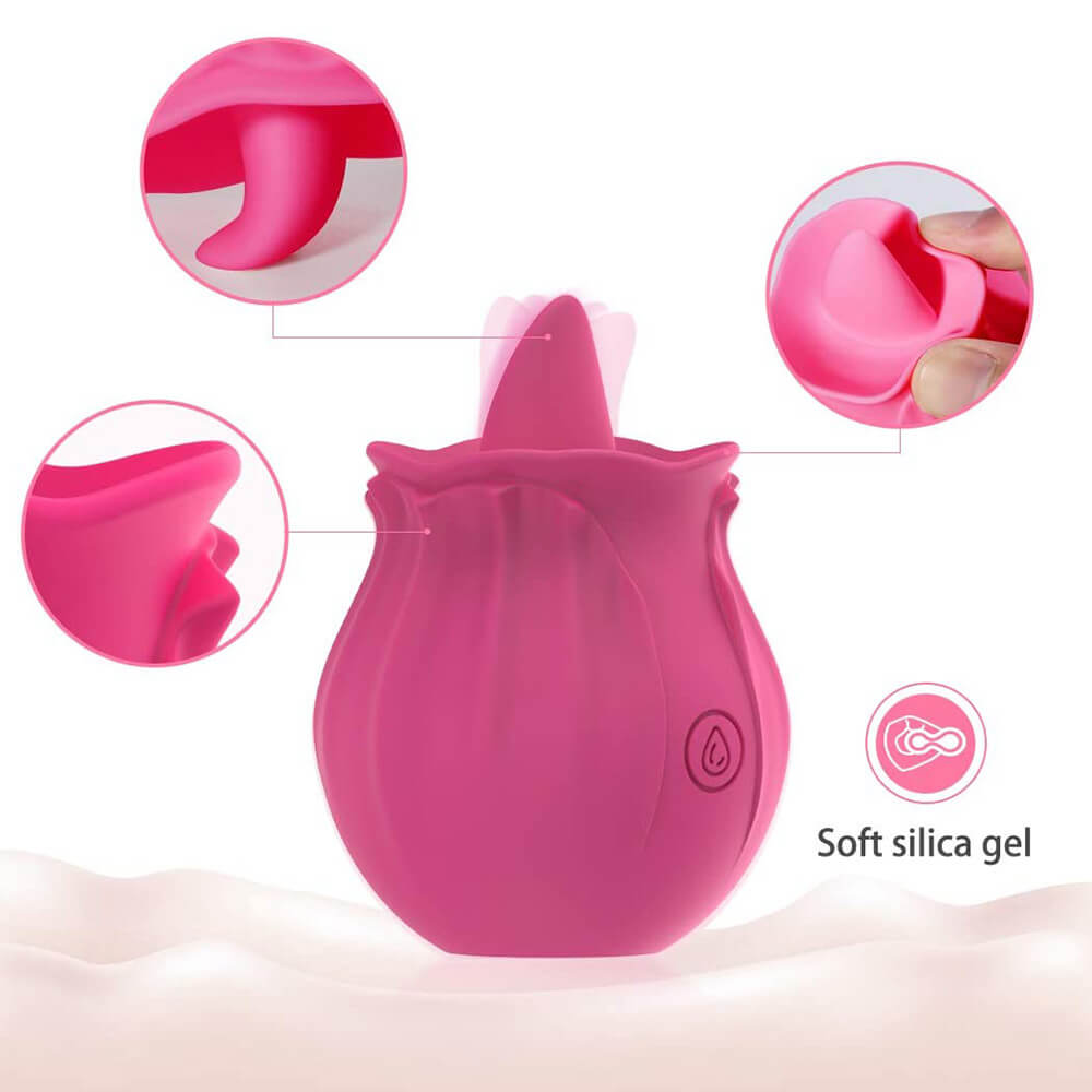 Rose Artificial Tongue Clitoral Vibration Masturbator