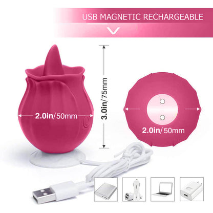 Rose Artificial Tongue Clitoral Vibration Masturbator