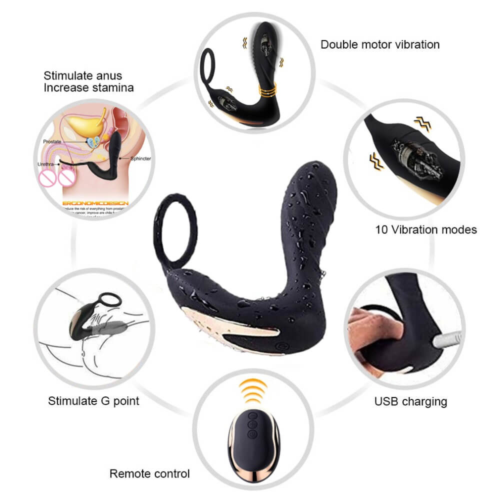 Single Ring Prostate Massager Anal Plug Black