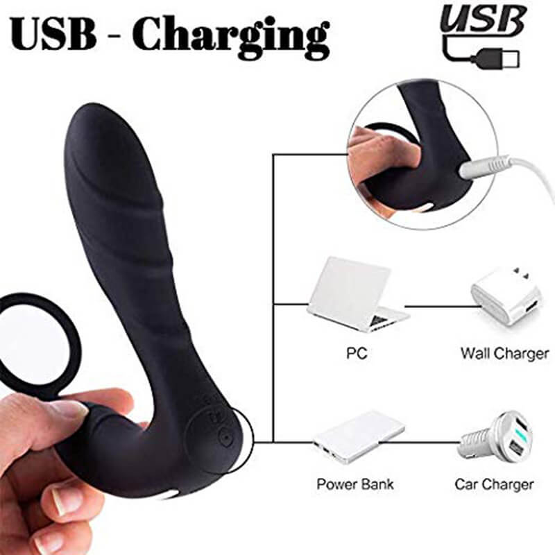 Single Ring Prostate Massager Anal Plug Black